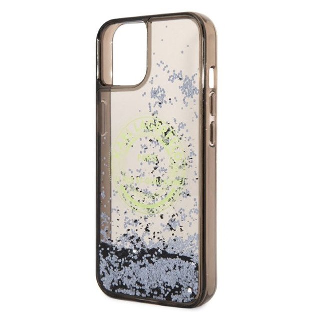 Karl Lagerfeld Liquid Glitter Round RSG Logo Case – dėklas, skirtas iPhone 14 Plus (juodas)