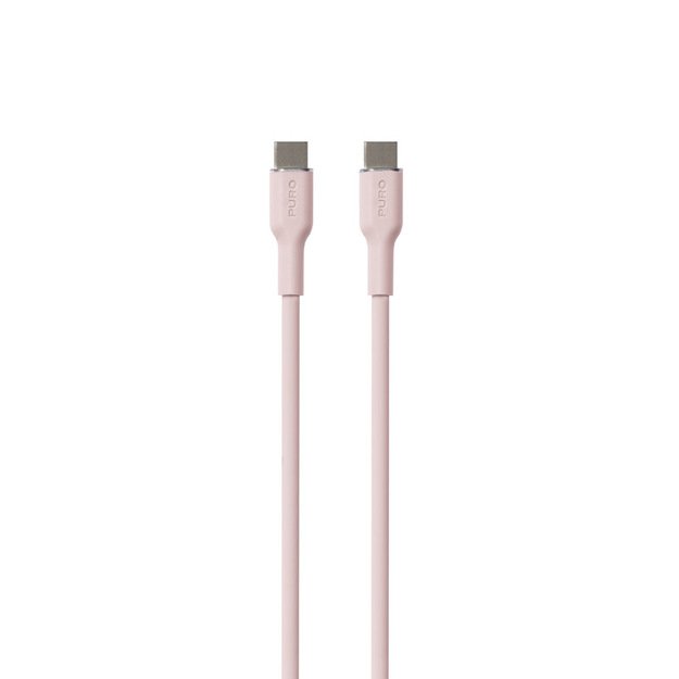 PURO ICON minkštas laidas – USB-C ir USB-C 1,5 m kabelis (dulkėtas rožinis)