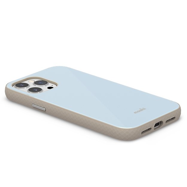 Moshi iGlaze – aukščiausios kokybės hibridinis dėklas, skirtas iPhone 13 Pro Max (SnapTo sistema) (Adriatic Blue)