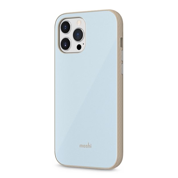 Moshi iGlaze – aukščiausios kokybės hibridinis dėklas, skirtas iPhone 13 Pro Max (SnapTo sistema) (Adriatic Blue)