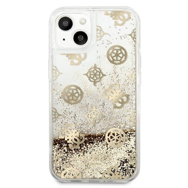 Guess Peony Liquid Glitter – dėklas, skirtas iPhone 13 mini (auksinis)