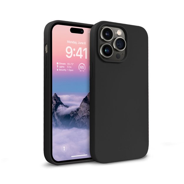 Crong Color Cover Skystas silikoninis dėklas, skirtas iPhone 14 Pro Max (juodas)
