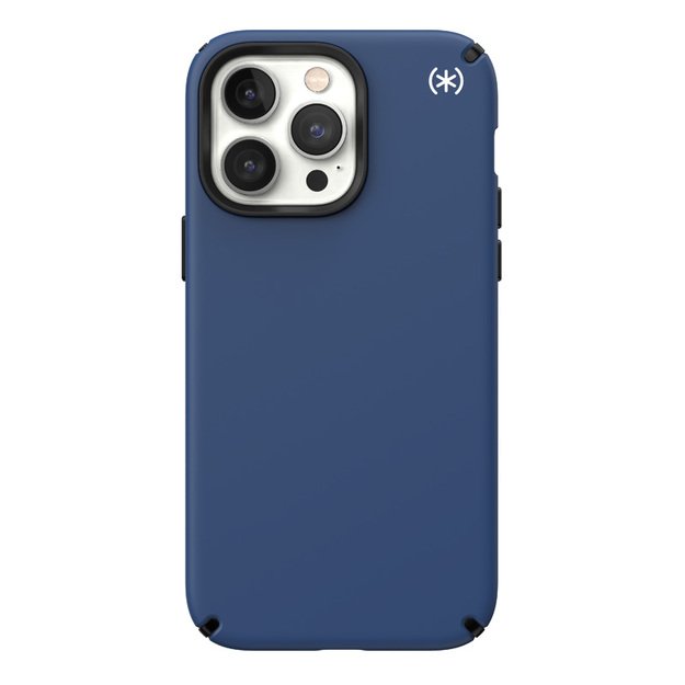 Speck Presidio2 Pro – iPhone 14 Pro Max dėklas su MICROBAN danga (Coastal Blue / Black / White)