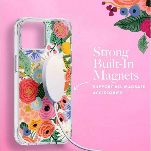 Šautuvų popierius Skaidrus MagSafe – dėklas, skirtas iPhone 14 Plus (Garden Party Blush)