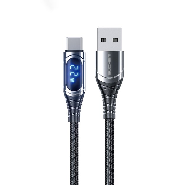 WEKOME WDC-166 Sakin Serija – USB-A į USB-C 6A greito įkrovimo jungiamasis laidas, 1 m (susitemdymas)