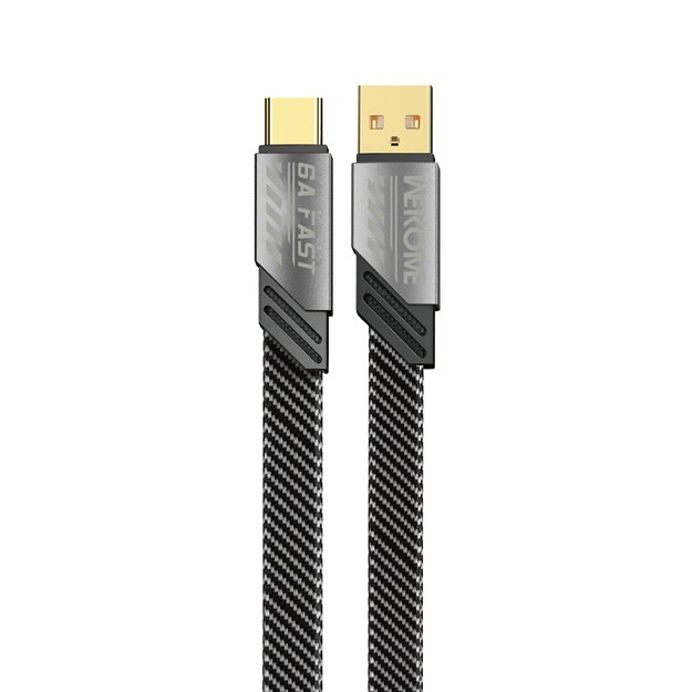 WEKOME WDC-190 Mecha serija – USB-A–USB-C greito įkrovimo jungties laidas, 1 m (tamsinantis)