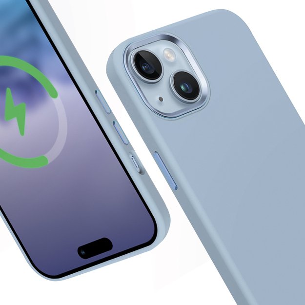 Crong Color Cover LUX Magnetic – dėklas, skirtas iPhone 15 Plus MagSafe (dangaus mėlynas)