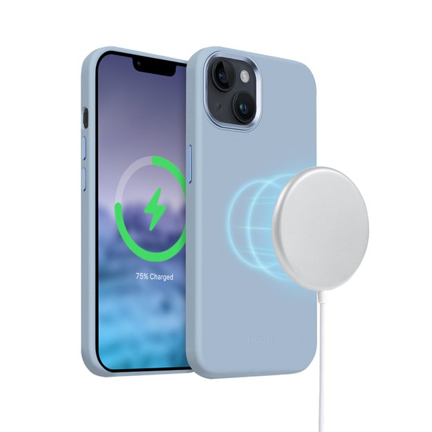 Crong Color Cover LUX Magnetic – dėklas, skirtas iPhone 15 Plus MagSafe (dangaus mėlynas)