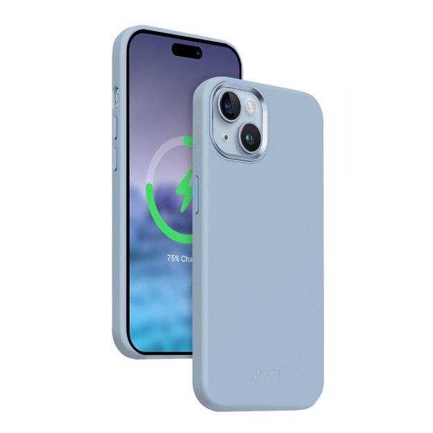 Crong Color Cover LUX Magnetic – dėklas, skirtas iPhone 15 Plus MagSafe (dangaus mėlynas)