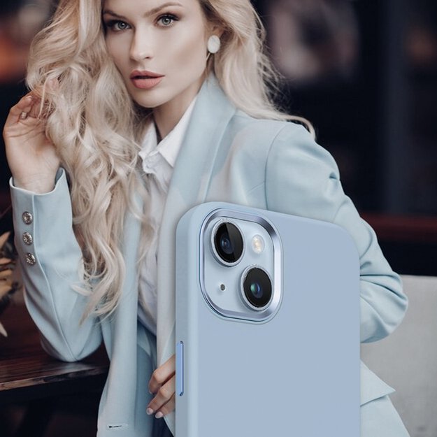 Crong Color Cover LUX Magnetic – dėklas, skirtas iPhone 15 Plus MagSafe (dangaus mėlynas)