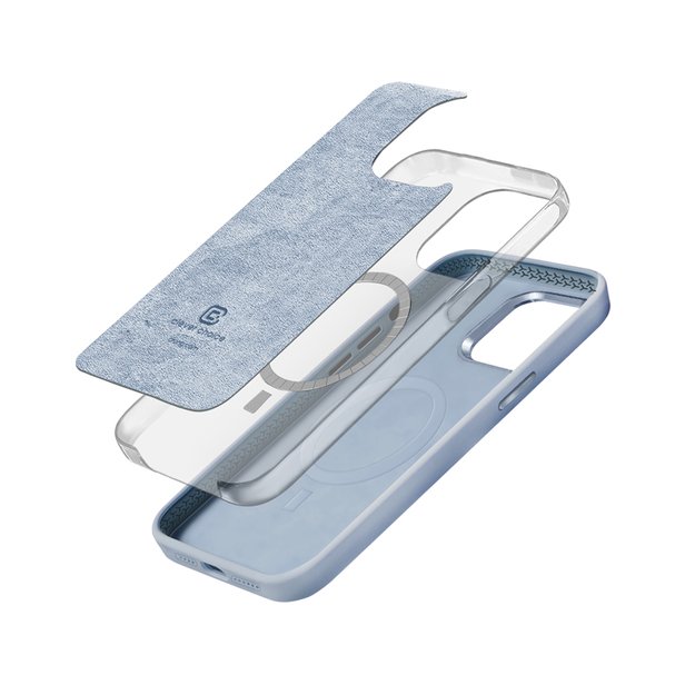 Crong Color Cover LUX Magnetic – dėklas, skirtas iPhone 15 Plus MagSafe (dangaus mėlynas)