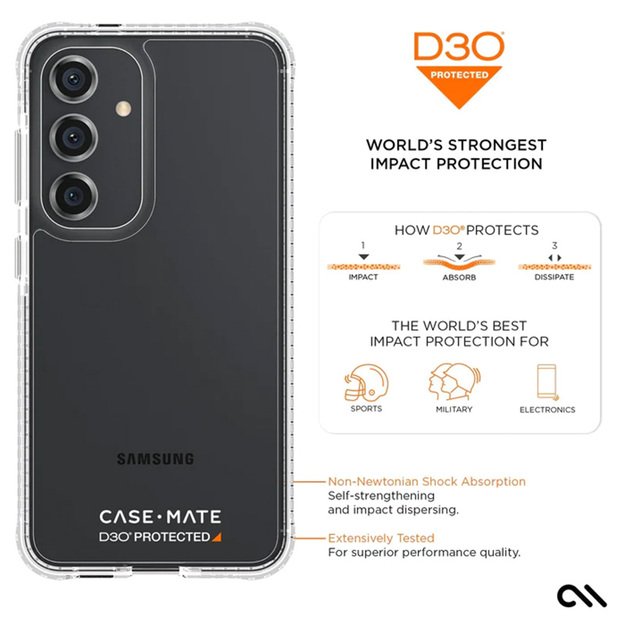 Case-Mate Ultra Tough Clear D3O – Samsung Galaxy S24 dėklas (skaidrus)