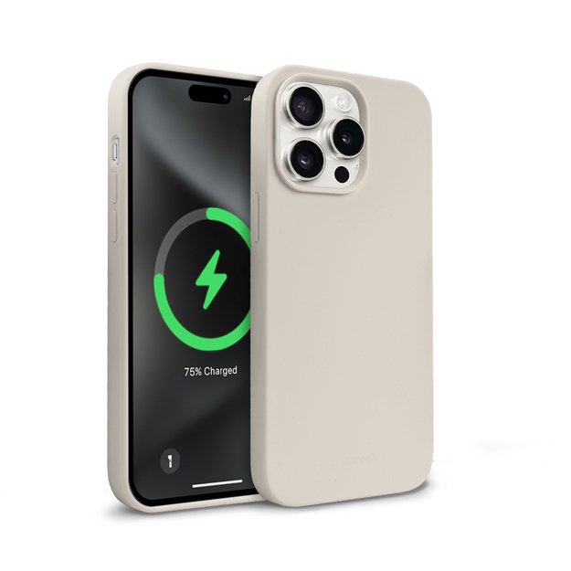 Crong Color Cover Magnetic – dėklas, skirtas iPhone 15 Pro MagSafe (akmens smėlio spalvos)