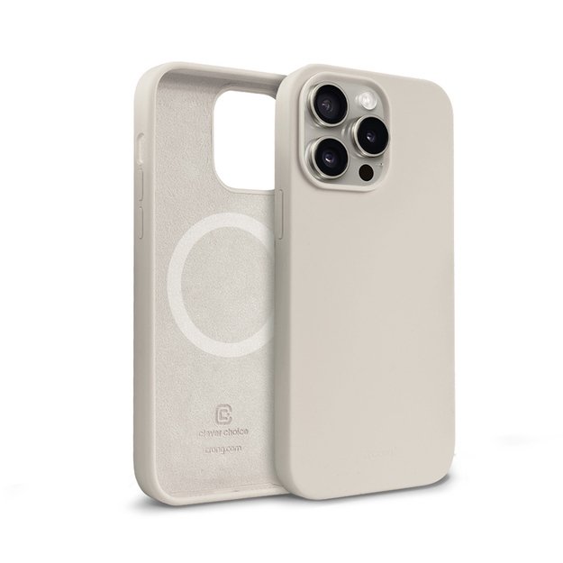 Crong Color Cover Magnetic – dėklas, skirtas iPhone 15 Pro MagSafe (akmens smėlio spalvos)