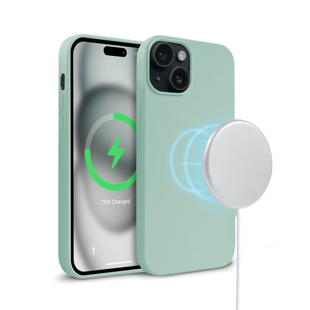 Crong Color Cover Magnetic – dėklas, skirtas iPhone 15 MagSafe (Mint)