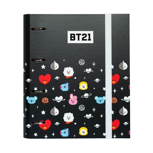 BT21 - Aplankas / žiedinis segtuvas su elastine juostele (4 žiedai)