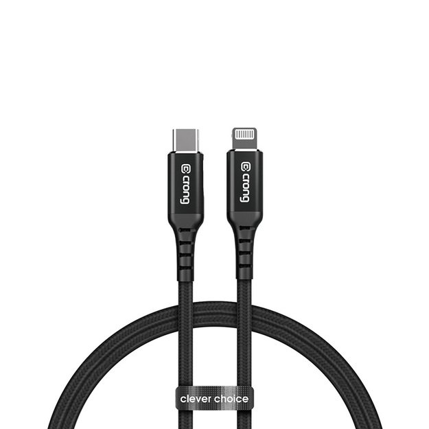 Crong Armor Link – USB-C su Lightning MFi pintas kabelis 150 cm (juodas)