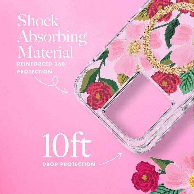 Skaidrus šautuvų popierius „MagSafe“ – aukso spalvos dėklas, skirtas „iPhone 14 Plus“ („Rose Garden“) 4
