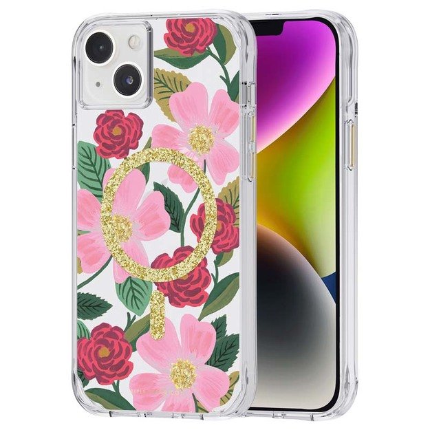 Skaidrus šautuvų popierius „MagSafe“ – aukso spalvos dėklas, skirtas „iPhone 14 Plus“ („Rose Garden“) 5