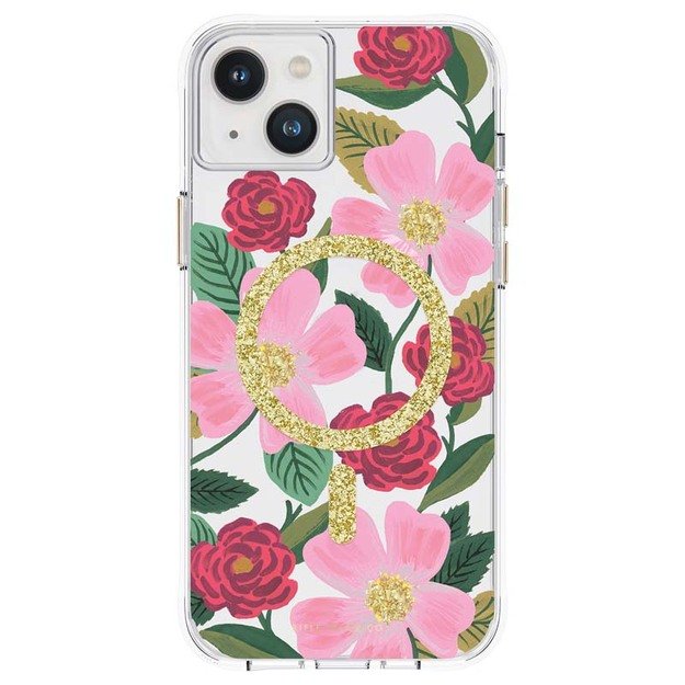 Skaidrus šautuvų popierius „MagSafe“ – aukso spalvos dėklas, skirtas „iPhone 14 Plus“ („Rose Garden“) 9