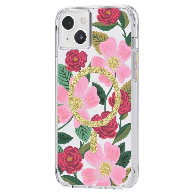 Skaidrus šautuvų popierius „MagSafe“ – aukso spalvos dėklas, skirtas „iPhone 14 Plus“ („Rose Garden“) 7