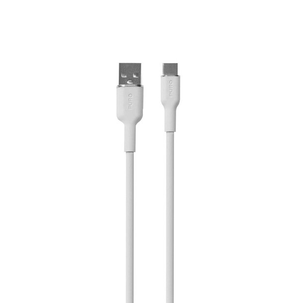 PURO ICON minkštas kabelis – USB-A iki USB-C kabelis 1,5 m (baltas)