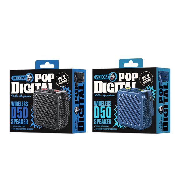 WEKOME D50 Pop Digital Series – nešiojamasis belaidis Bluetooth V5.2 garsiakalbis (juodas)