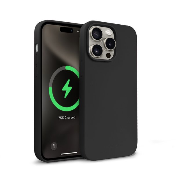 Crong Color Cover Magnetic – dėklas, skirtas iPhone 15 Pro Max MagSafe (juodas)