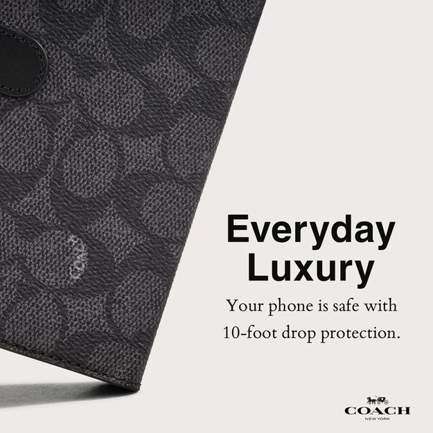 „Coach Folio Signature C Case“ – „2-in-1“ dėklas su atverčiamu dangteliu „iPhone 15 Pro“ (anglis)