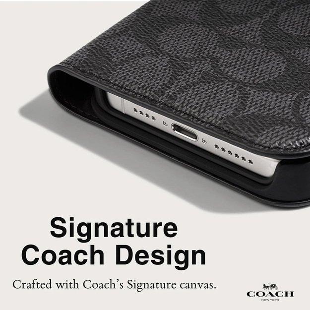 „Coach Folio Signature C Case“ – „2-in-1“ dėklas su atverčiamu dangteliu „iPhone 15 Pro“ (anglis)