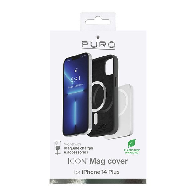 PURO ICON MAG – dėklas, skirtas iPhone 14 Max MagSafe (juodas)