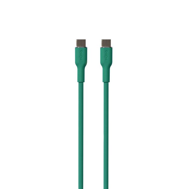 PURO ICON minkštas kabelis – USB-C ir USB-C 1,5 m kabelis (Jade)