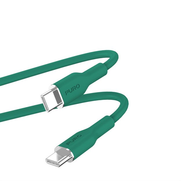 PURO ICON minkštas kabelis – USB-C ir USB-C 1,5 m kabelis (Jade)