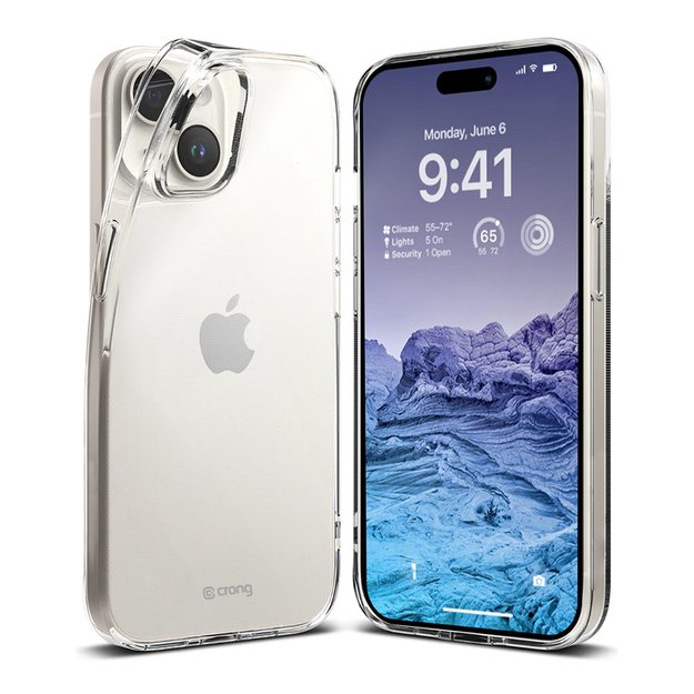 Crong Crystal Slim Cover – dėklas, skirtas iPhone 15 Plus (skaidrus)