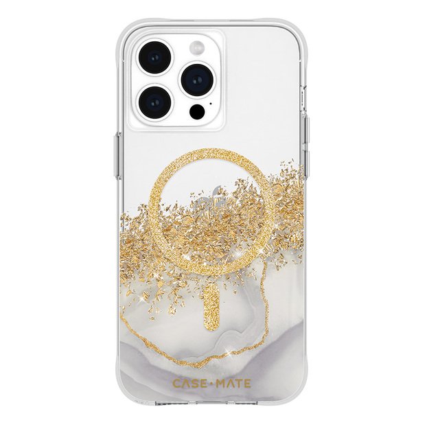 Case-Mate Karat MagSafe – auksu dekoruotas iPhone 15 Pro Max dėklas (marmuras)