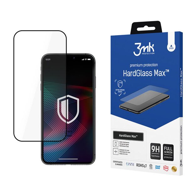 3mk HardGlass Max – grūdintas stiklas, skirtas iPhone 14 Pro (juodas)