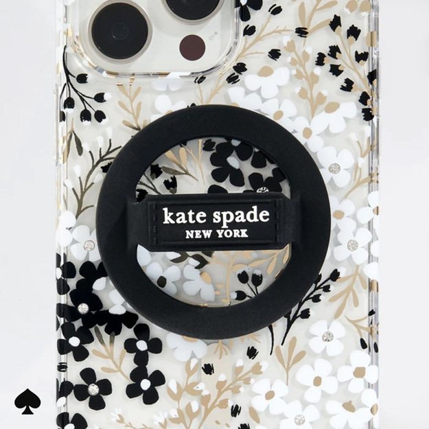 Kate Spade Niujorko magnetinės kilpos rankena – MagSafe pirštų laikiklis (juodas)