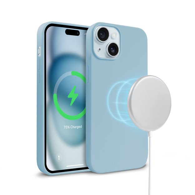 Crong Color Cover Magnetic – dėklas, skirtas iPhone 15 MagSafe (mėlynas)