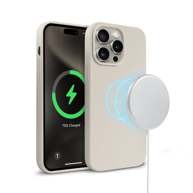 Crong Color Cover Magnetic – dėklas, skirtas iPhone 15 Pro Max MagSafe (akmens smėlio spalvos)
