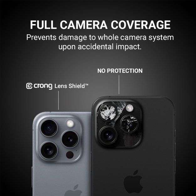 Crong Lens Shield – stiklas fotoaparatui ir objektyvui iPhone 16 Pro / iPhone 16 Pro Max