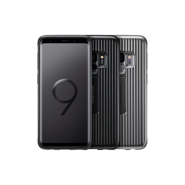 „Samsung“ apsauginis stovas dangtelis – „Samsung Galaxy S9“ dėklas su atrama (sidabrinis)