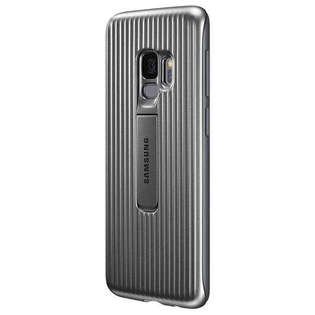 „Samsung“ apsauginis stovas dangtelis – „Samsung Galaxy S9“ dėklas su atrama (sidabrinis)