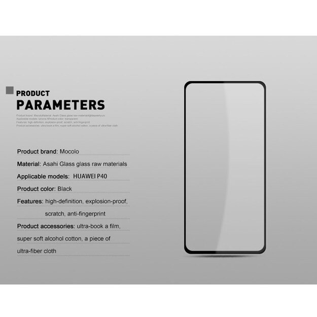 „Mocolo 2.5D Full Glue“ apsauginis stiklas, skirtas „Huawei P40“.