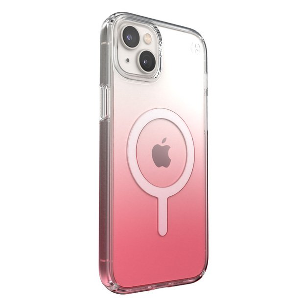 Speck Presidio Perfect-Clear + Ombre + MagSafe – iPhone 15 Plus / 14 Plus dėklas su MICROBAN danga (Clear / Vintage Rose Fade)