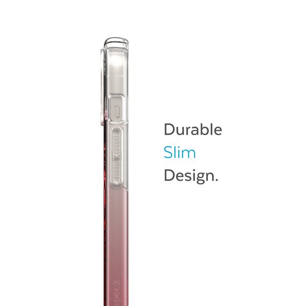 Speck Presidio Perfect-Clear + Ombre + MagSafe – iPhone 15 Plus / 14 Plus dėklas su MICROBAN danga (Clear / Vintage Rose Fade)