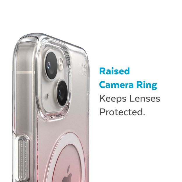 Speck Presidio Perfect-Clear + Ombre + MagSafe – iPhone 15 Plus / 14 Plus dėklas su MICROBAN danga (Clear / Vintage Rose Fade)