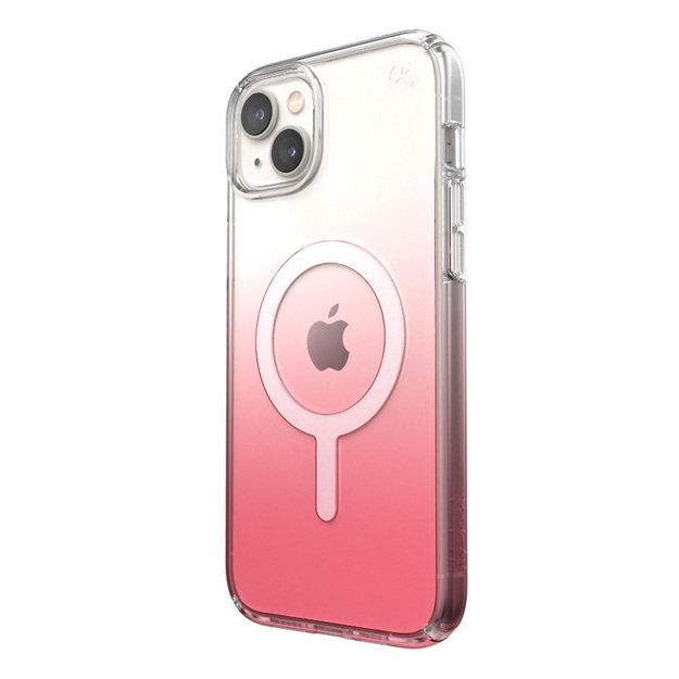 Speck Presidio Perfect-Clear + Ombre + MagSafe – iPhone 15 Plus / 14 Plus dėklas su MICROBAN danga (Clear / Vintage Rose Fade)