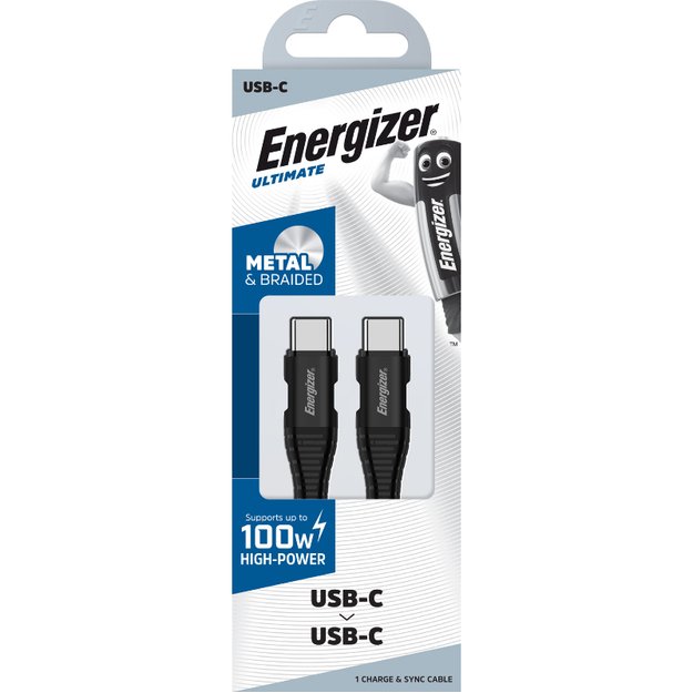 Energizer Ultimate – USB-C į USB-C 100W jungiamasis laidas 2m (juodas)