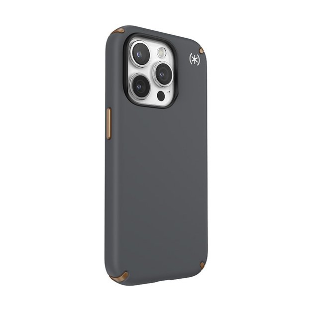 Speck Presidio2 Pro Magsafe – iPhone 15 Pro dėklas (anglies pilkas / šalta bronzinė / balta)