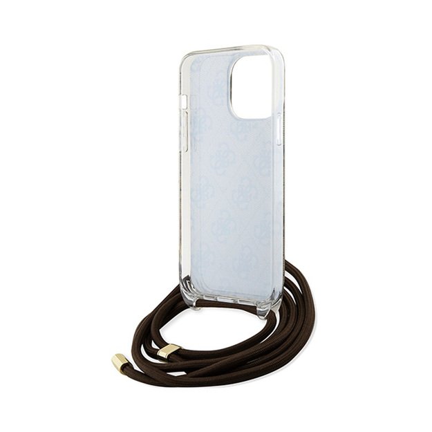 „Guess Crossbody Cord 4G Print“ – „iPhone 15 Pro“ dėklas (rudas)